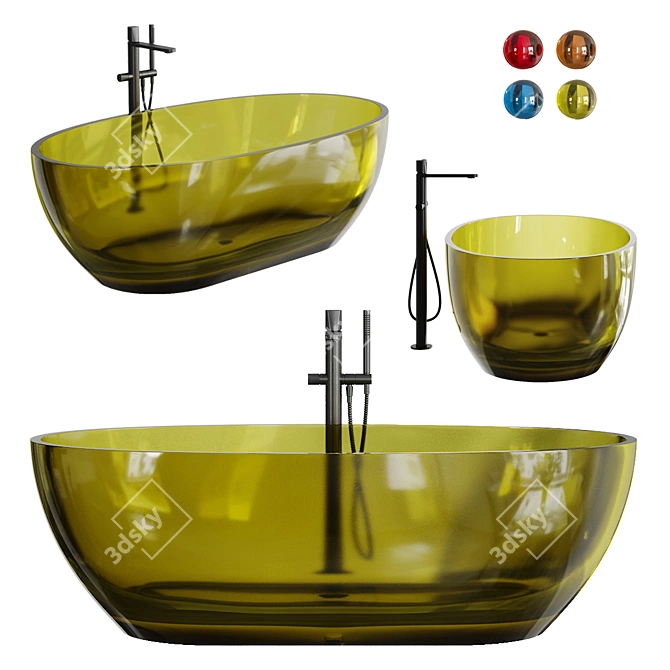 Elegant Reflex Freestanding Bathtub 3D model image 1