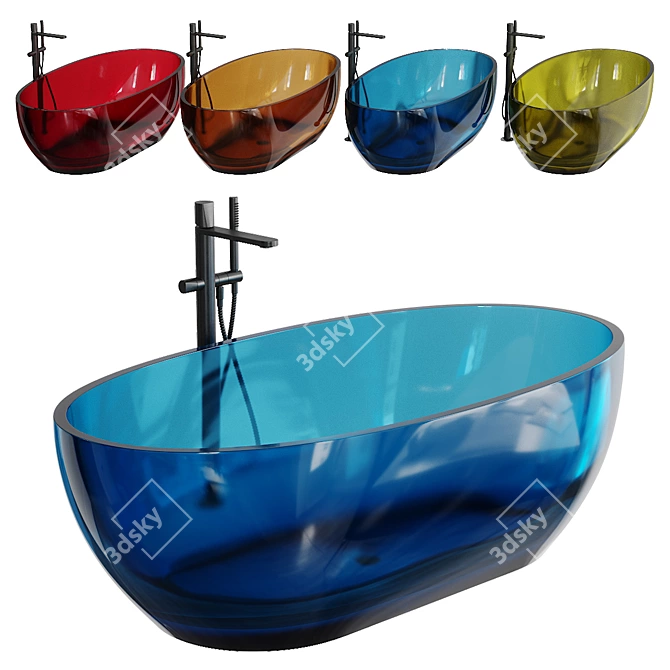 Elegant Reflex Freestanding Bathtub 3D model image 2