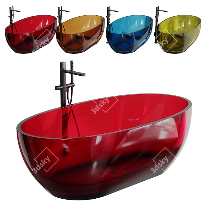 Elegant Reflex Freestanding Bathtub 3D model image 3