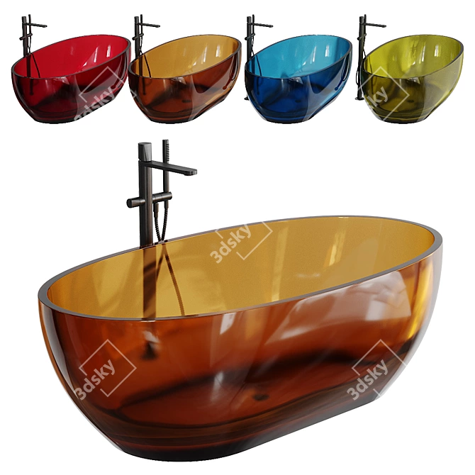 Elegant Reflex Freestanding Bathtub 3D model image 4