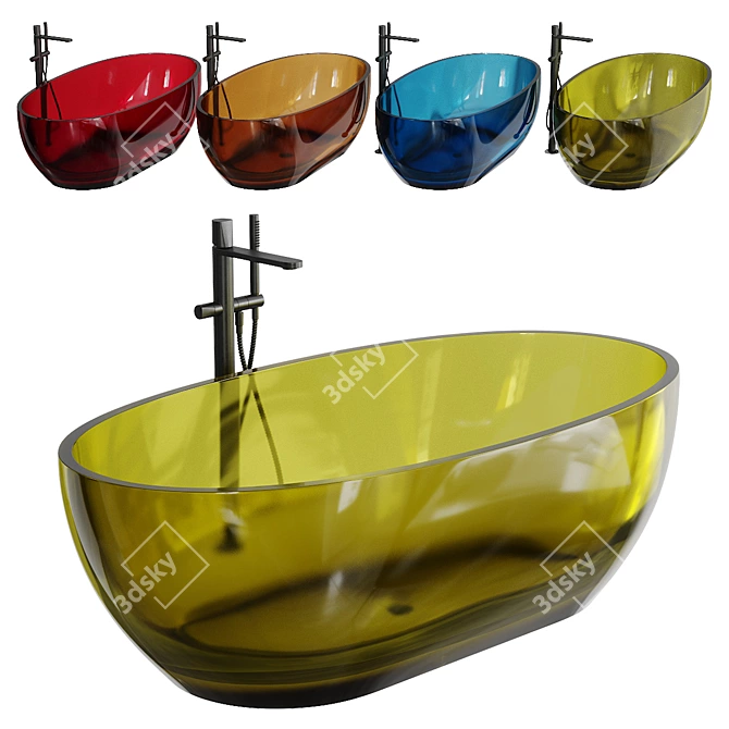 Elegant Reflex Freestanding Bathtub 3D model image 5