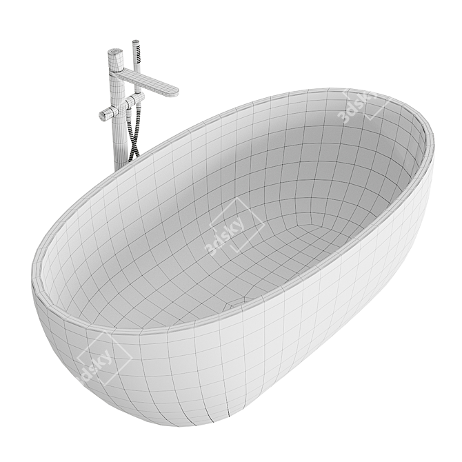 Elegant Reflex Freestanding Bathtub 3D model image 6