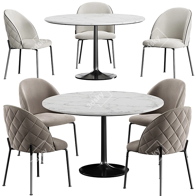 Dijon Chair Table Set - Elegant and Compact 3D model image 1
