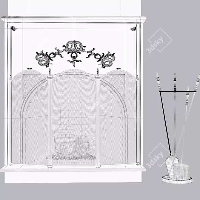 Fireplace Set with Authentic Design  Elegant and Functional 3D model image 5