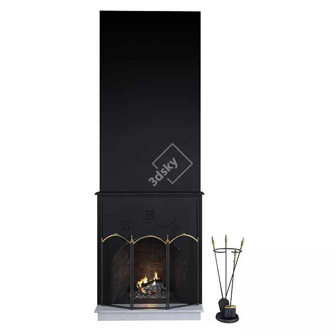 Fireplace Set with Authentic Design  Elegant and Functional 3D model image 9