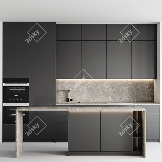  Sleek Modern Kitchen Design 3D model image 1