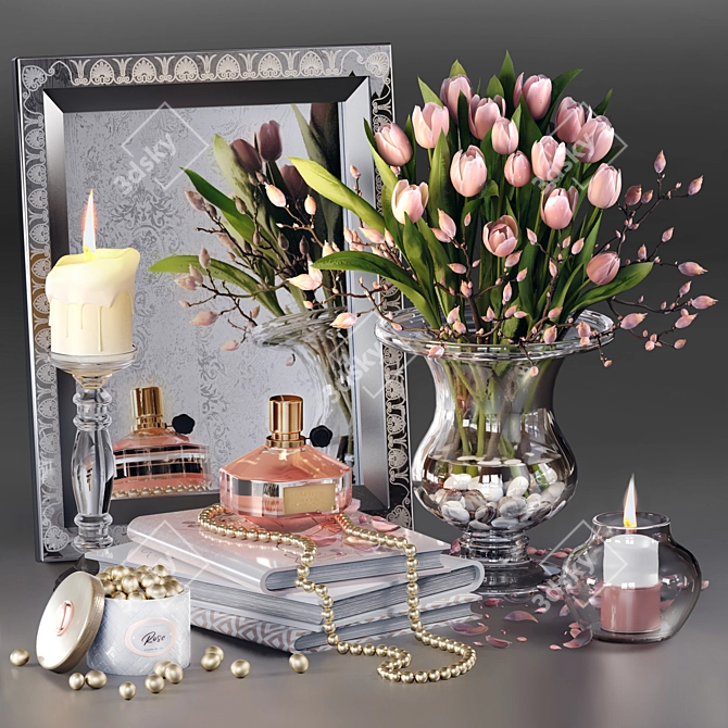 Elegant Tulip Decor Set 3D model image 1