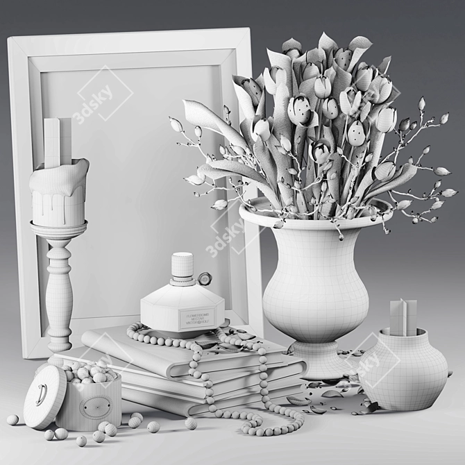 Elegant Tulip Decor Set 3D model image 5