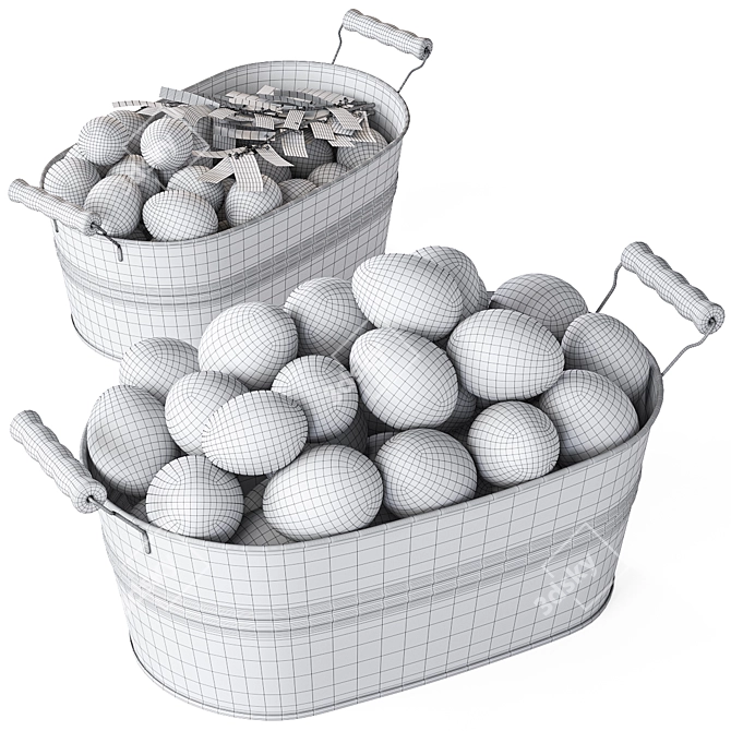 Elegant Egg Baskets: Chicken & Quail Eggs 3D model image 7