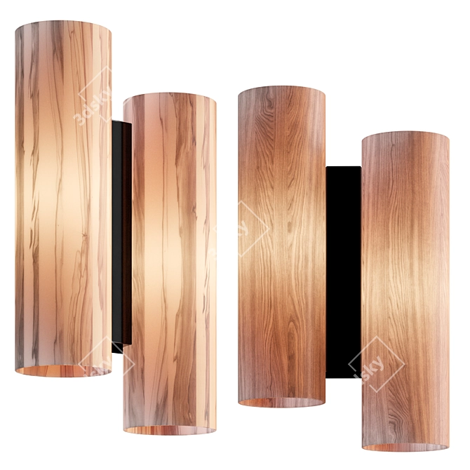 Handcrafted Wood Veneer Wall Light 3D model image 1