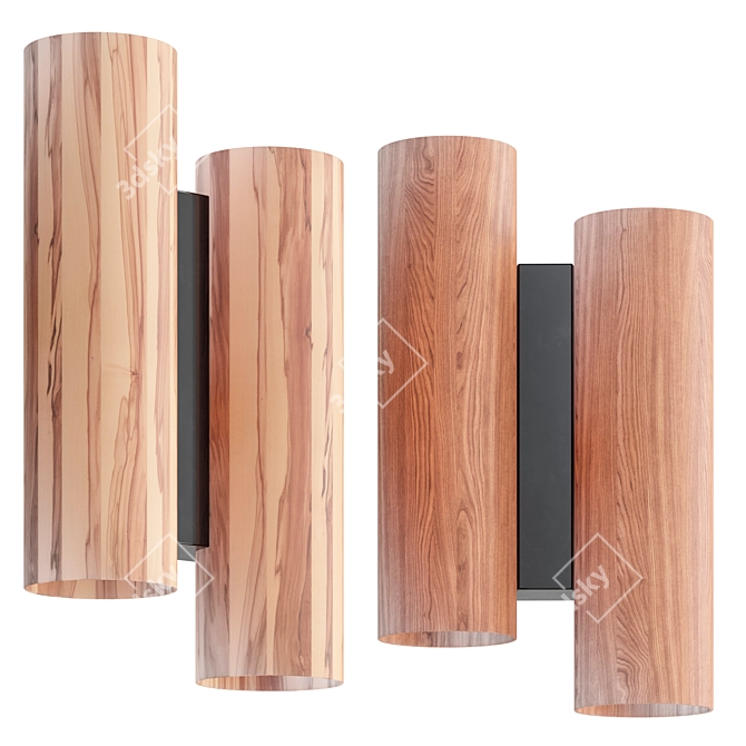 Handcrafted Wood Veneer Wall Light 3D model image 2