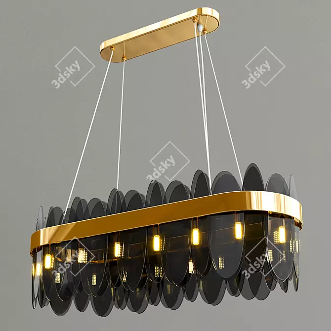 Elegant Pierre Chandelier: Metal & Glass 3D model image 3