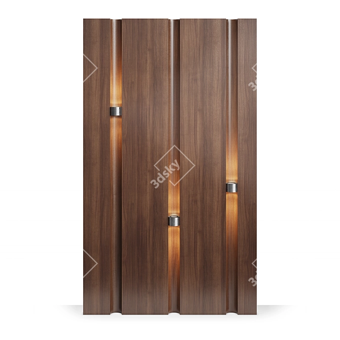 Lux Wooden Wall Panels with Overlay Lighting 3D model image 1