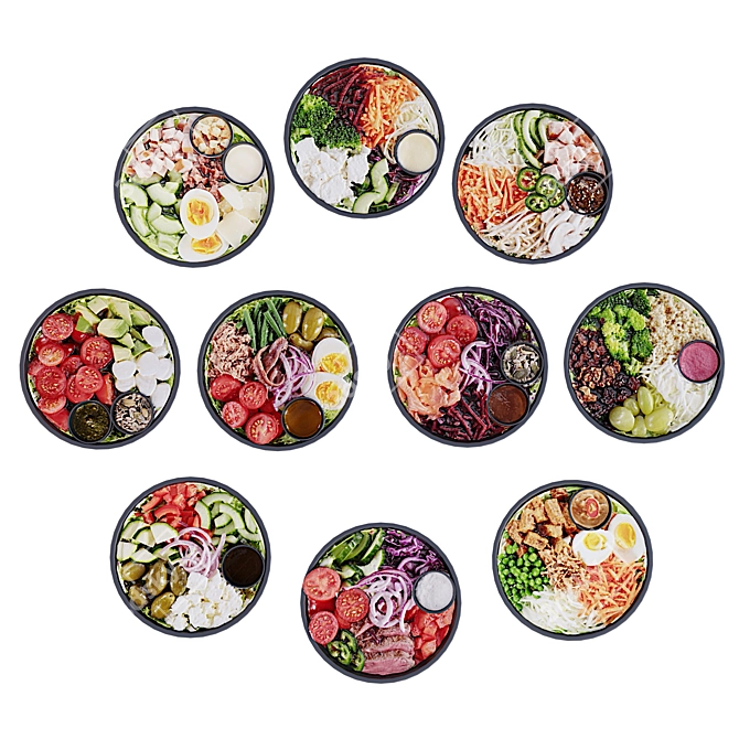 Fresh and Healthy Salad Bowls 3D model image 2