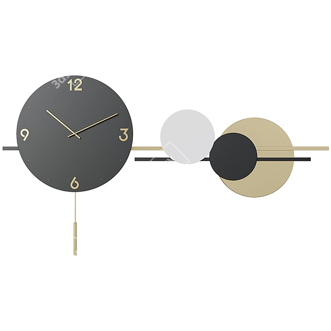 Modern Geometric Oversized Wall Clock 3D model image 1