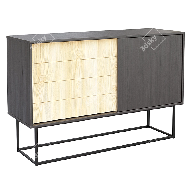 Modern Black/Oak Virka Sideboard 3D model image 1