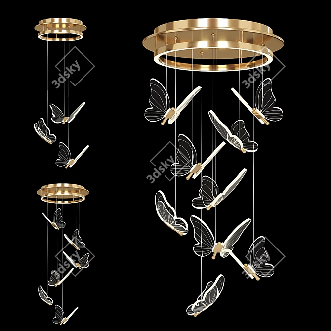 Elegant Butterfly Chandelier 3D model image 1