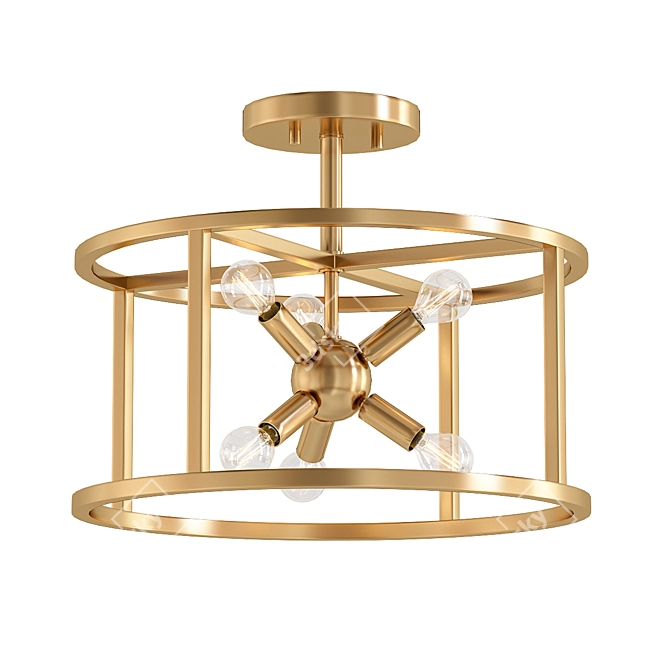 Possini Euro Clarice 16 - Elegant Warm Brass Ceiling Light 3D model image 1