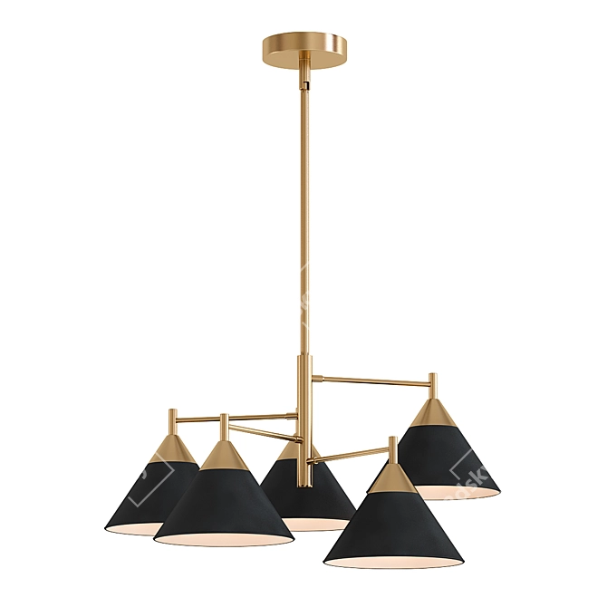 Modern Matte Black 5-Light Chandelier 3D model image 1