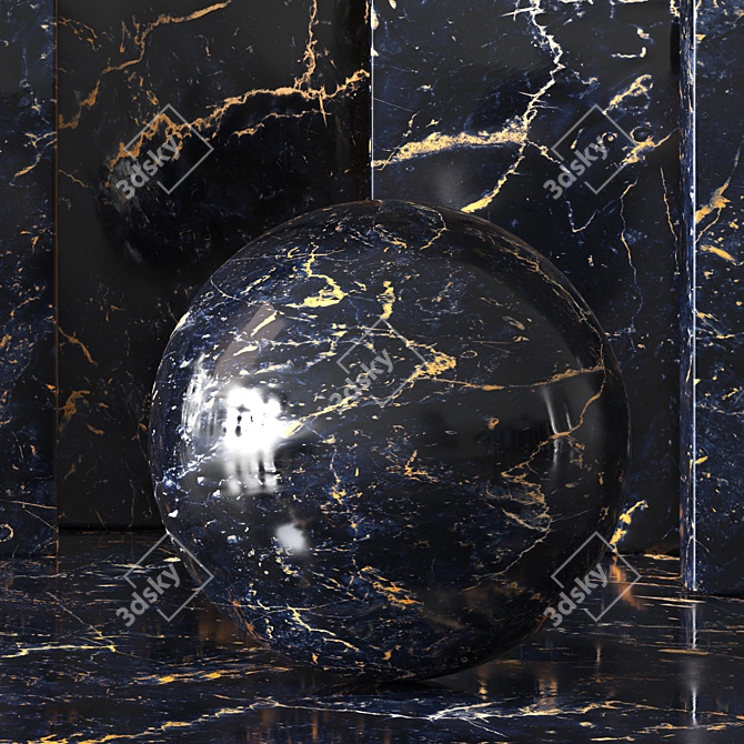 Luxury Portoro Gold Black Marble 3D model image 2