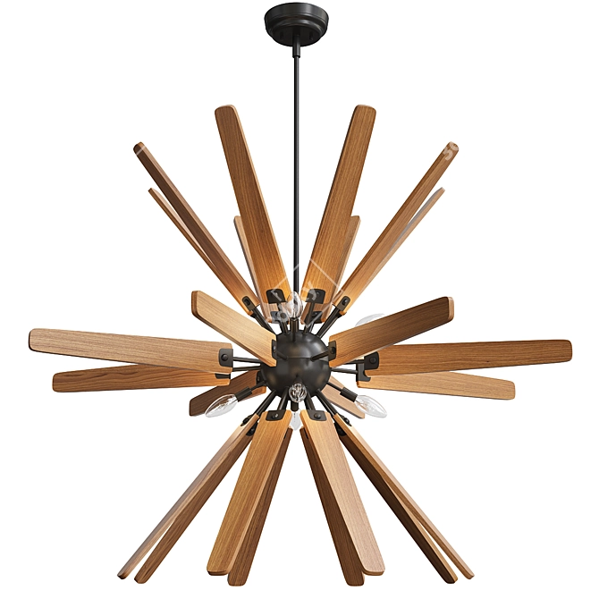 Antique Black Wood Chandelier 3D model image 1