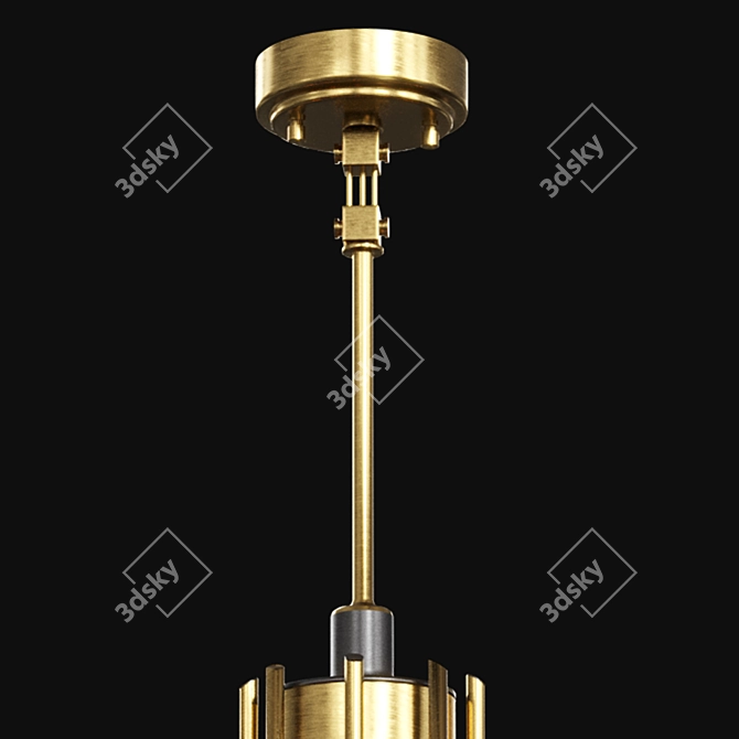 TUM Lampatron: Elegant Metal and Glass Chandelier (Brass/Gold, 8 Lamps, 82x62cm) 3D model image 6