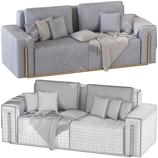 Modern Cotton Linen Sofa 3D model image 3