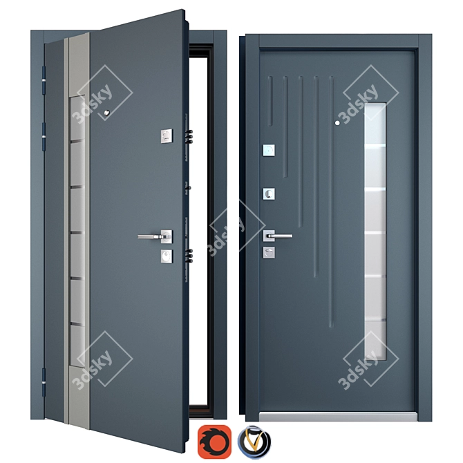 Nostra Favorit Metal Entrance Door: Sleek Design, High Security 3D model image 1