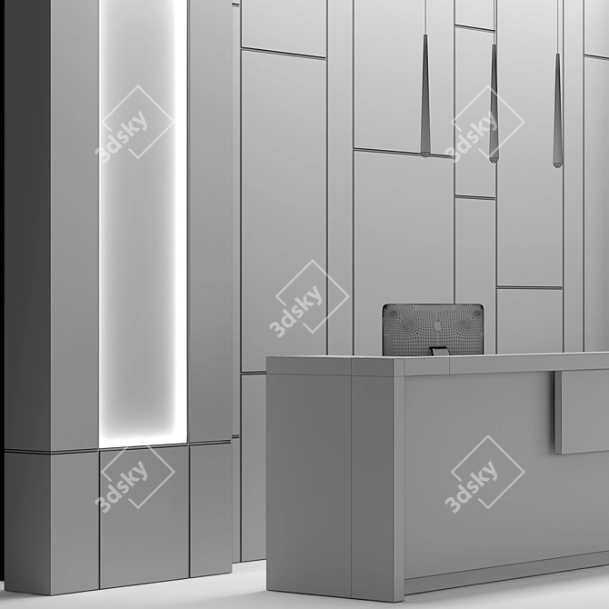 Stylish Reception Desk 3D model image 7