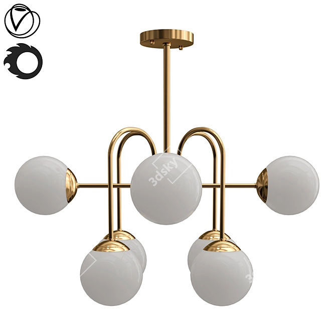 Modern Aozu Sputnik Chandelier - Eight-Light Fixture 3D model image 1