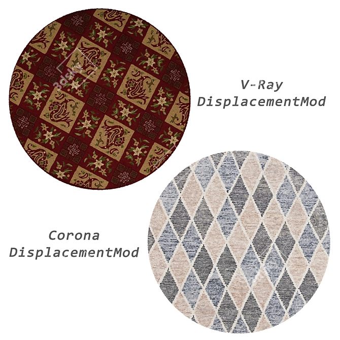 Round Rugs Set: Variety of Designs 3D model image 3