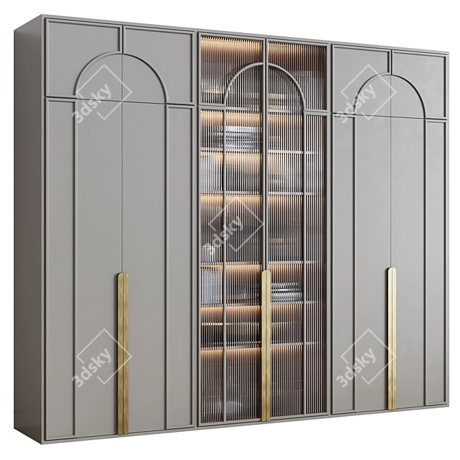 Art Deco Wardrobe with Glass Doors 3D model image 3