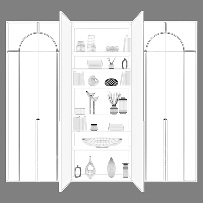 Art Deco Wardrobe with Glass Doors 3D model image 4