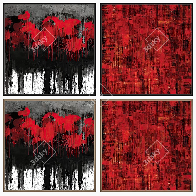 Elegant Art Set: 2 Paintings with 4 Frame Options 3D model image 2