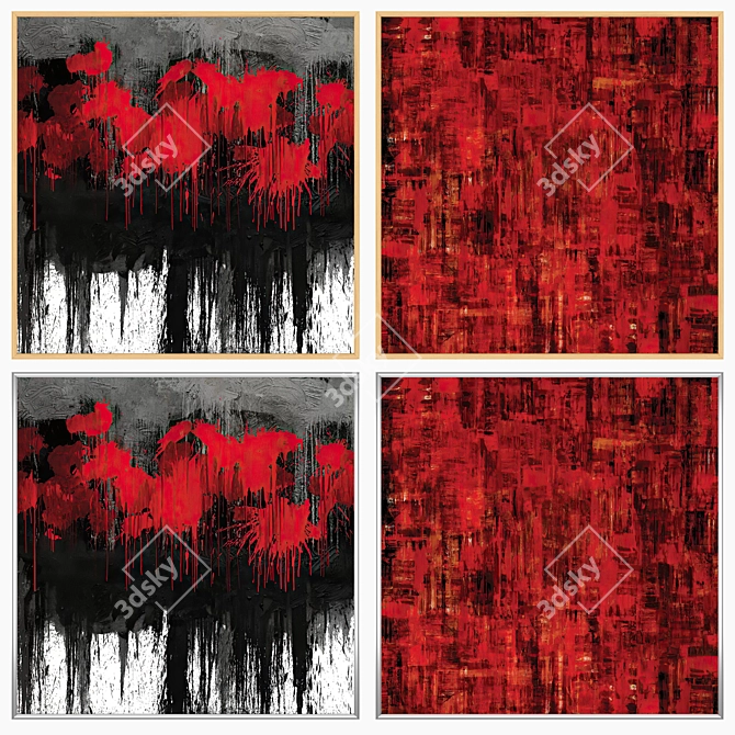 Elegant Art Set: 2 Paintings with 4 Frame Options 3D model image 3