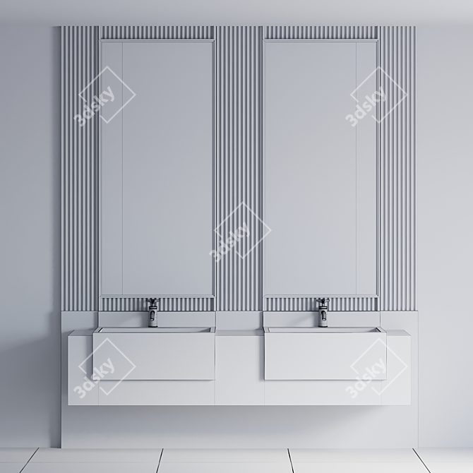 Modern Bathroom Furniture Set 3D model image 4