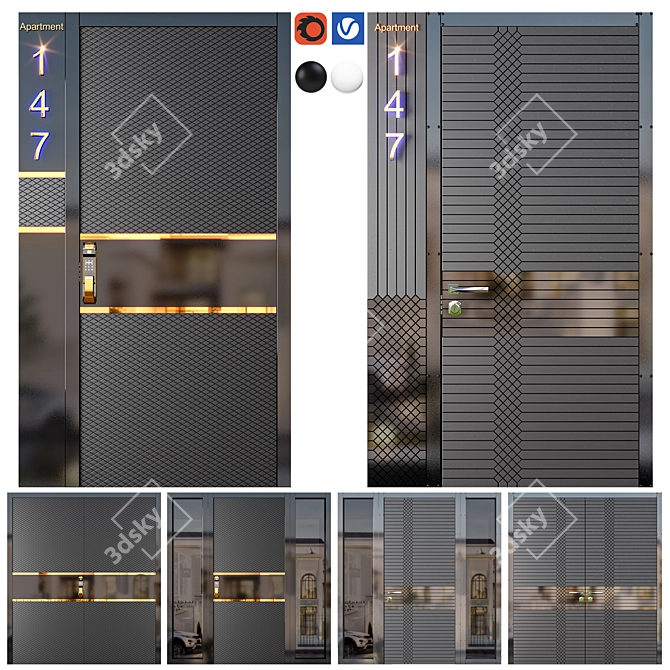 Modern Technology Premium Door 3D model image 1