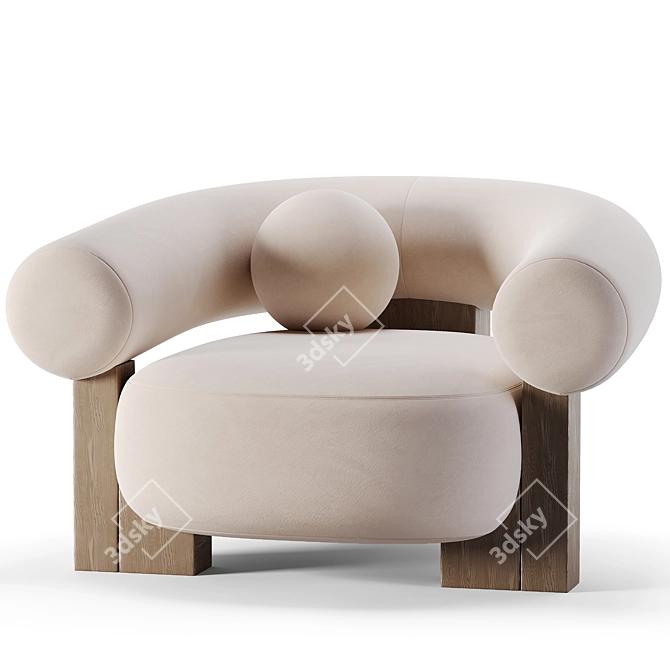 Modern Cassete Armchair: Sleek Design with Fabric & Wood 3D model image 1