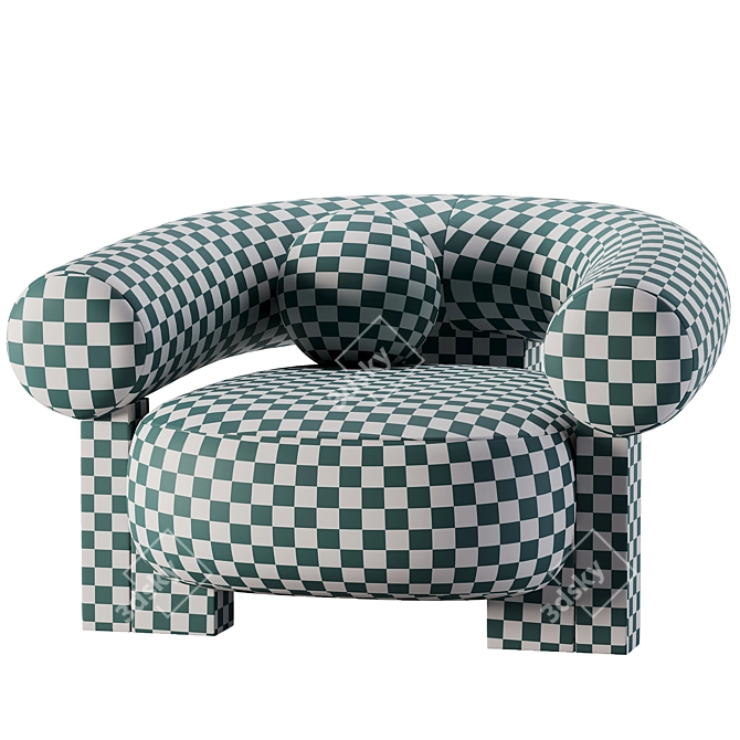 Modern Cassete Armchair: Sleek Design with Fabric & Wood 3D model image 3