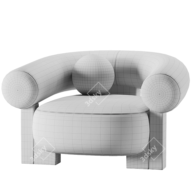 Modern Cassete Armchair: Sleek Design with Fabric & Wood 3D model image 4