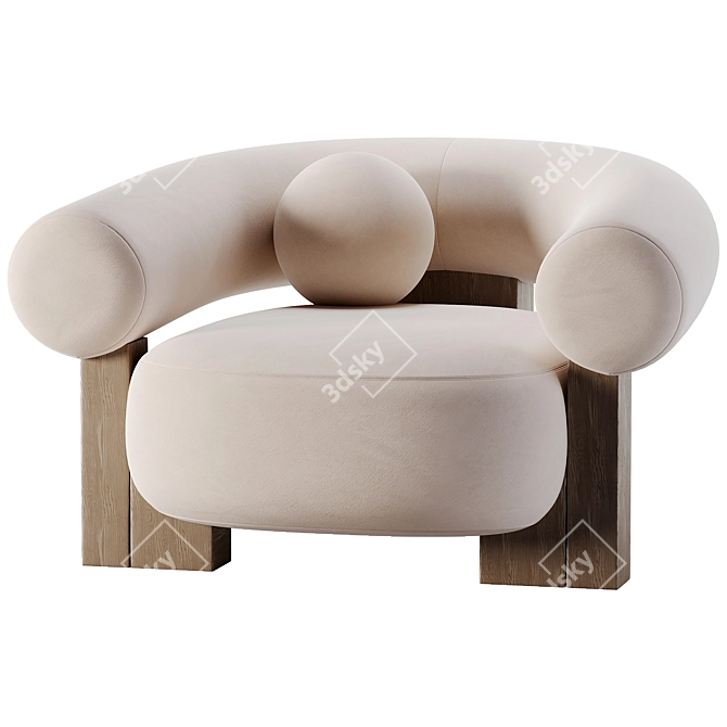 Modern Cassete Armchair: Sleek Design with Fabric & Wood 3D model image 5