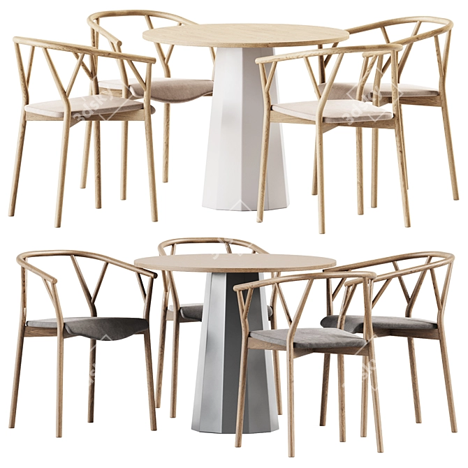 Stylish Dining Set: Dix Table & Valerie Armrest 3D model image 1