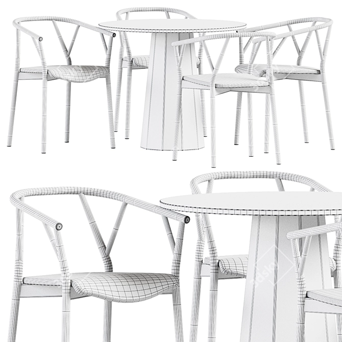 Stylish Dining Set: Dix Table & Valerie Armrest 3D model image 3
