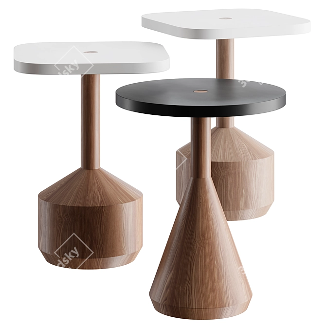 Elegant Pezzo Oak/Walnut Table 3D model image 1