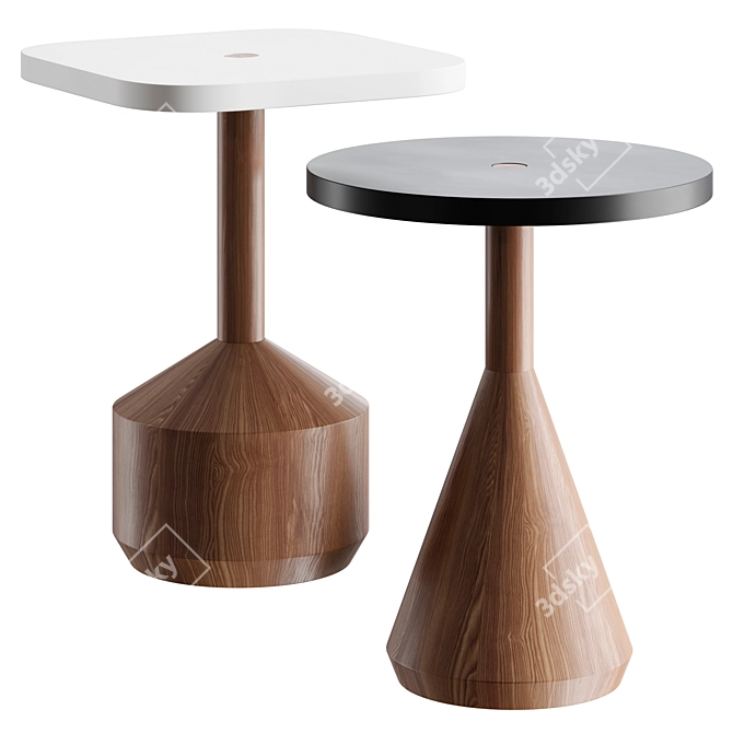 Elegant Pezzo Oak/Walnut Table 3D model image 2