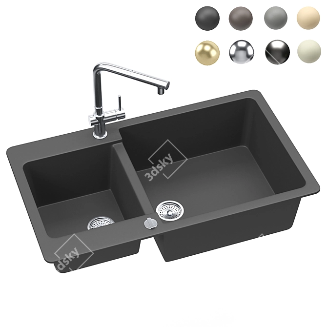 Sleek Brooklyn N175 Sink 3D model image 1