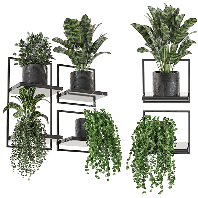 Indoor Metal Box Hanging Plants Set 3D model image 1