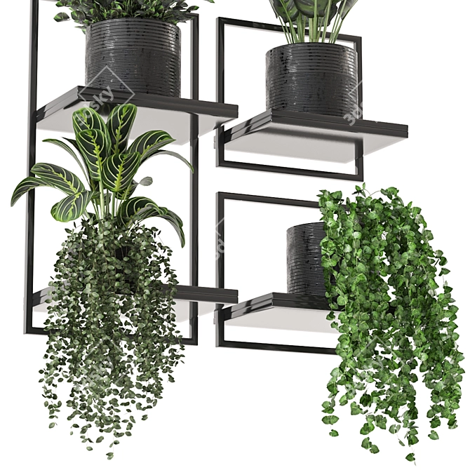 Indoor Metal Box Hanging Plants Set 3D model image 4