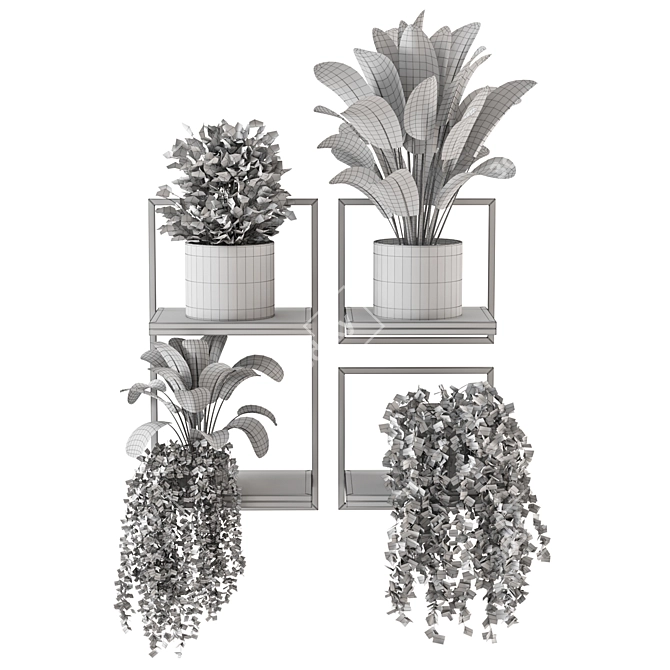 Indoor Metal Box Hanging Plants Set 3D model image 7