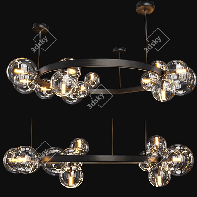 Modern Black Iona Ring Lamp 3D model image 2